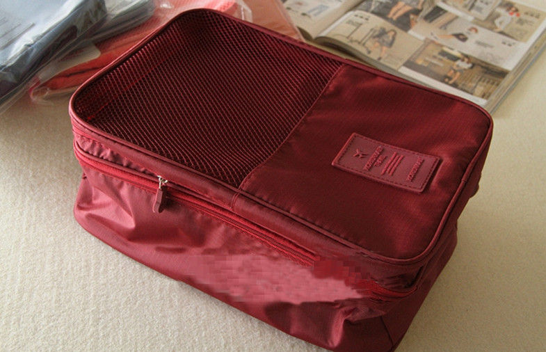 Red Large Size Travel Packing Organisers Inner Net Pocket Embroidery Printing