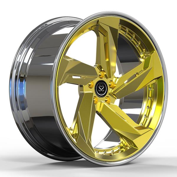 Gold Brush 2-PC Forged Aluminum Rims 5x112 Staggered 20 21 inches For Mercedes