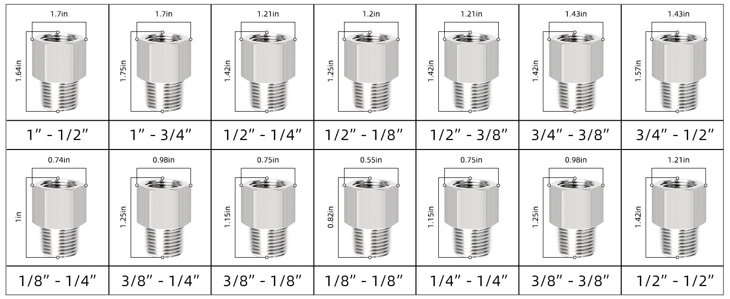 Round Stainless Steel Pipe Fittings NPT Reducing Cast Pipe Adapter Fitting