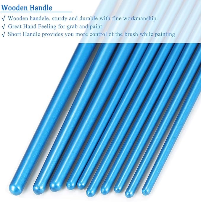 Wooden Handle 100 Packs 10 Pcs Artist Brushes Set For Acrylic And Oil Painting
