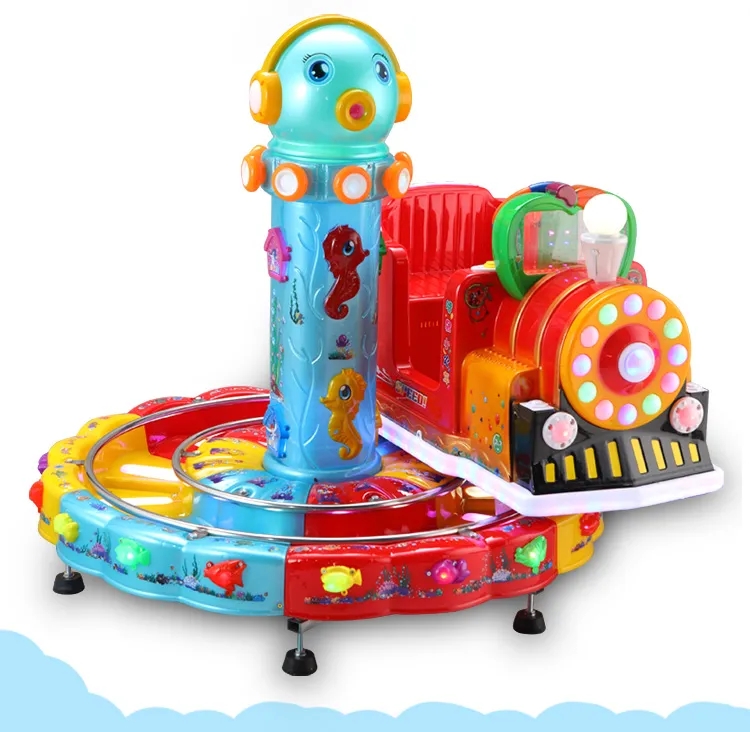 Amusement Park Arcade Carousel Kiddie Ride With Rail Trackless Train