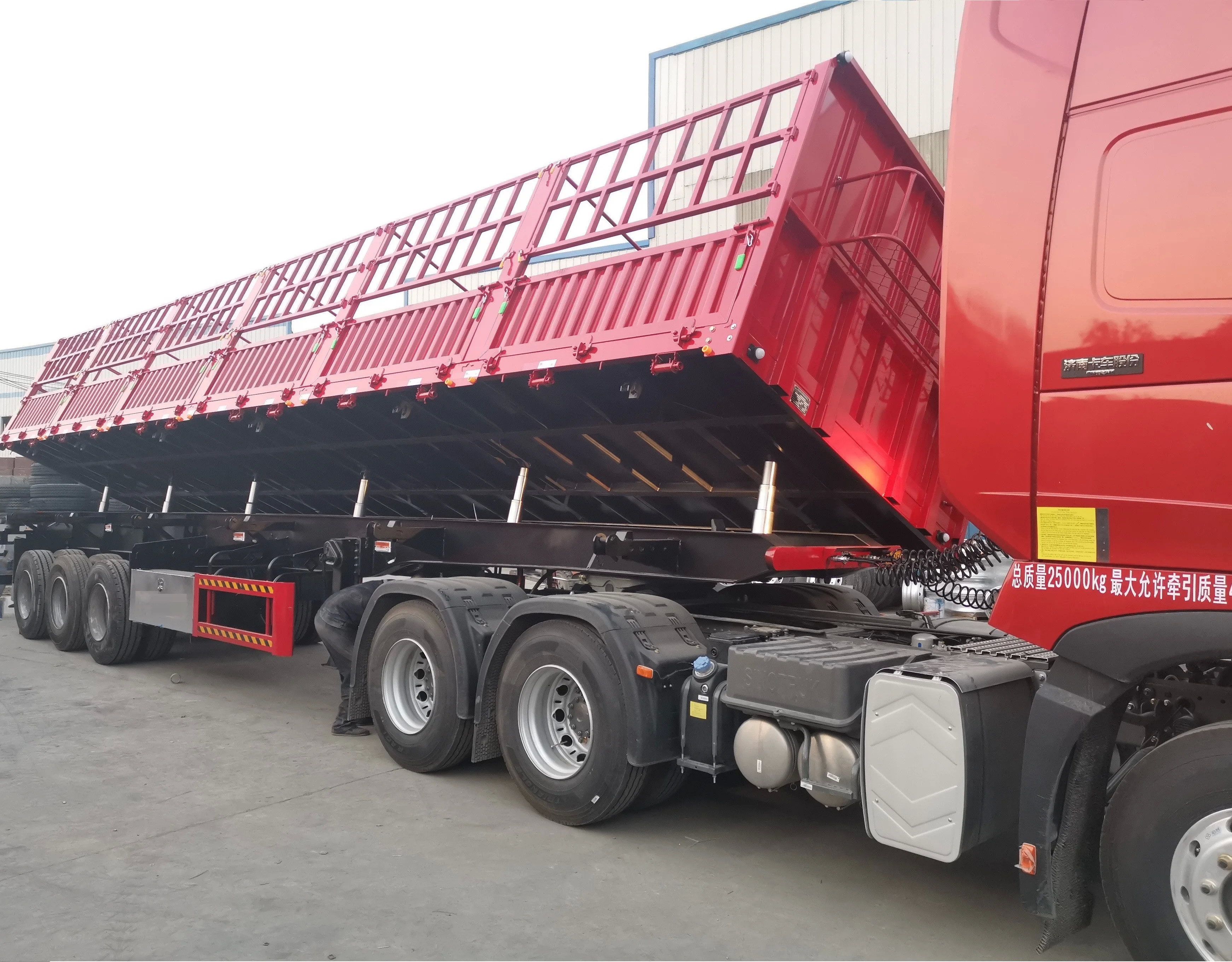 50cbm 80 Tons Tractor Side Dump Semi Trailer 3 Axles Side Tipper Semi Truck Trailer