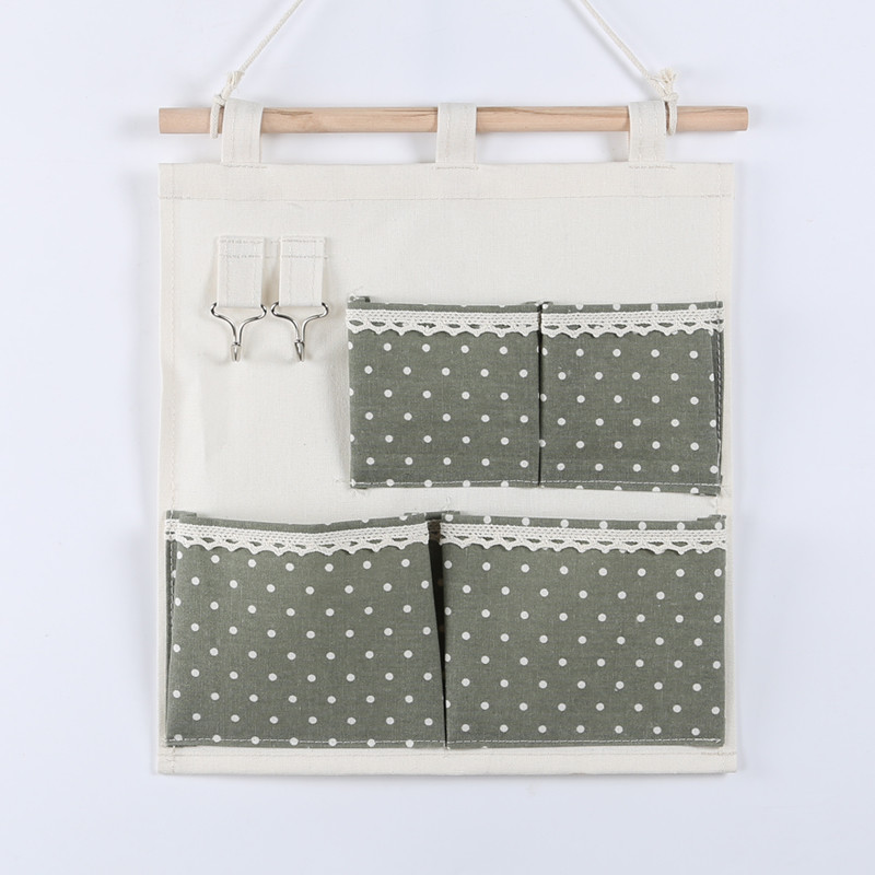 Puting hanging storage bag pockets organizer door wall chest holder customized green red dot