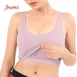 China Ribbed Fabric Women Sports Bra Longline Crop Tank Top Padded wholesale