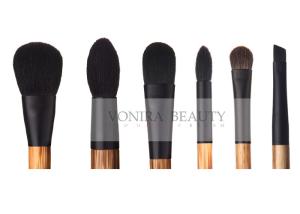 China Custom 6 Piece Private Label Makeup Brushes Set High end Animal Hair Natural Wood Handle wholesale