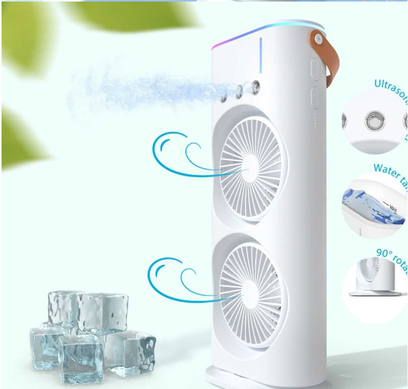 Household White Dual Fan Air Cooler with Remote Control and Cooling Function