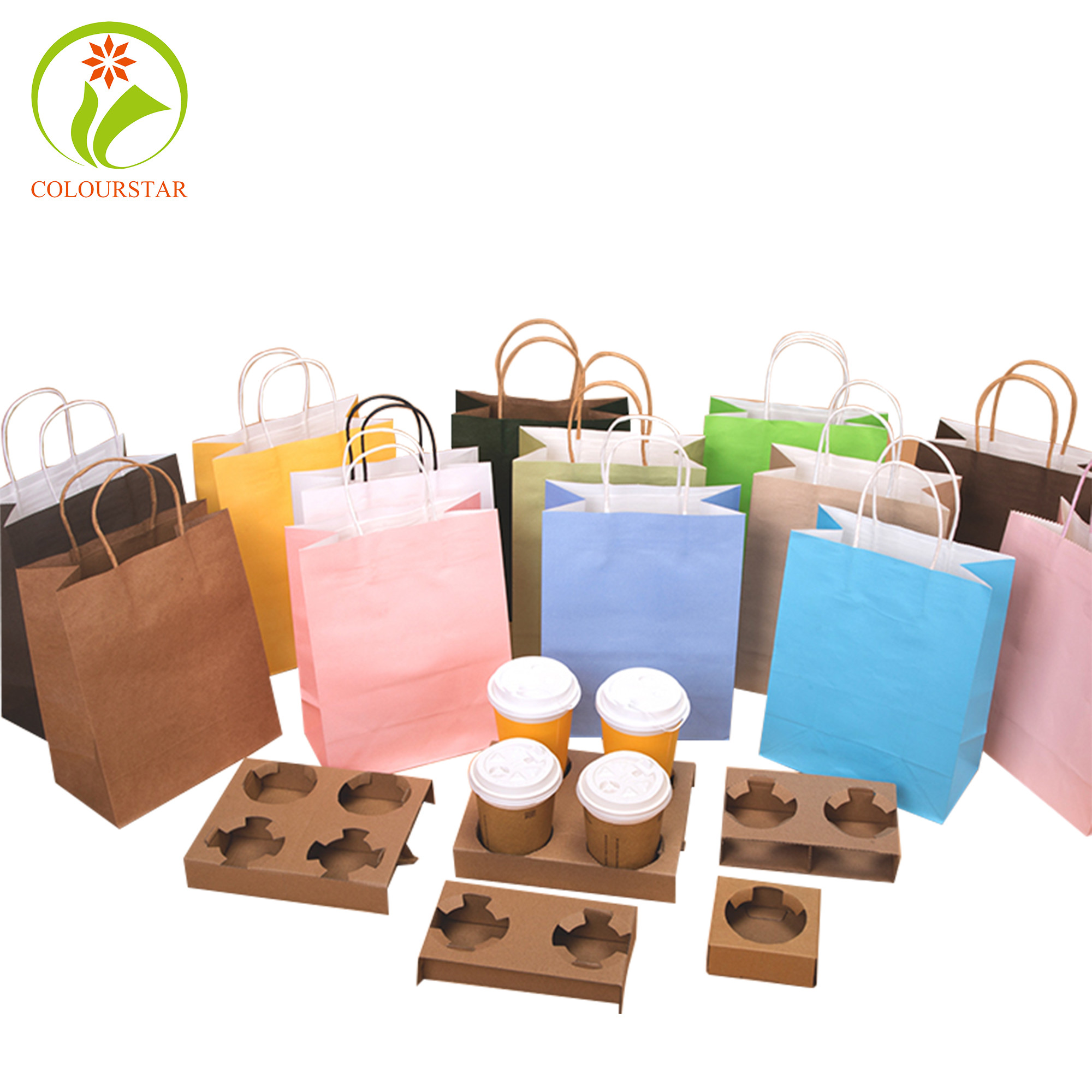 SGS Pantone Flexo Printing Kraft Paper Bag 15x8x21cm Food Gift Paper Bag