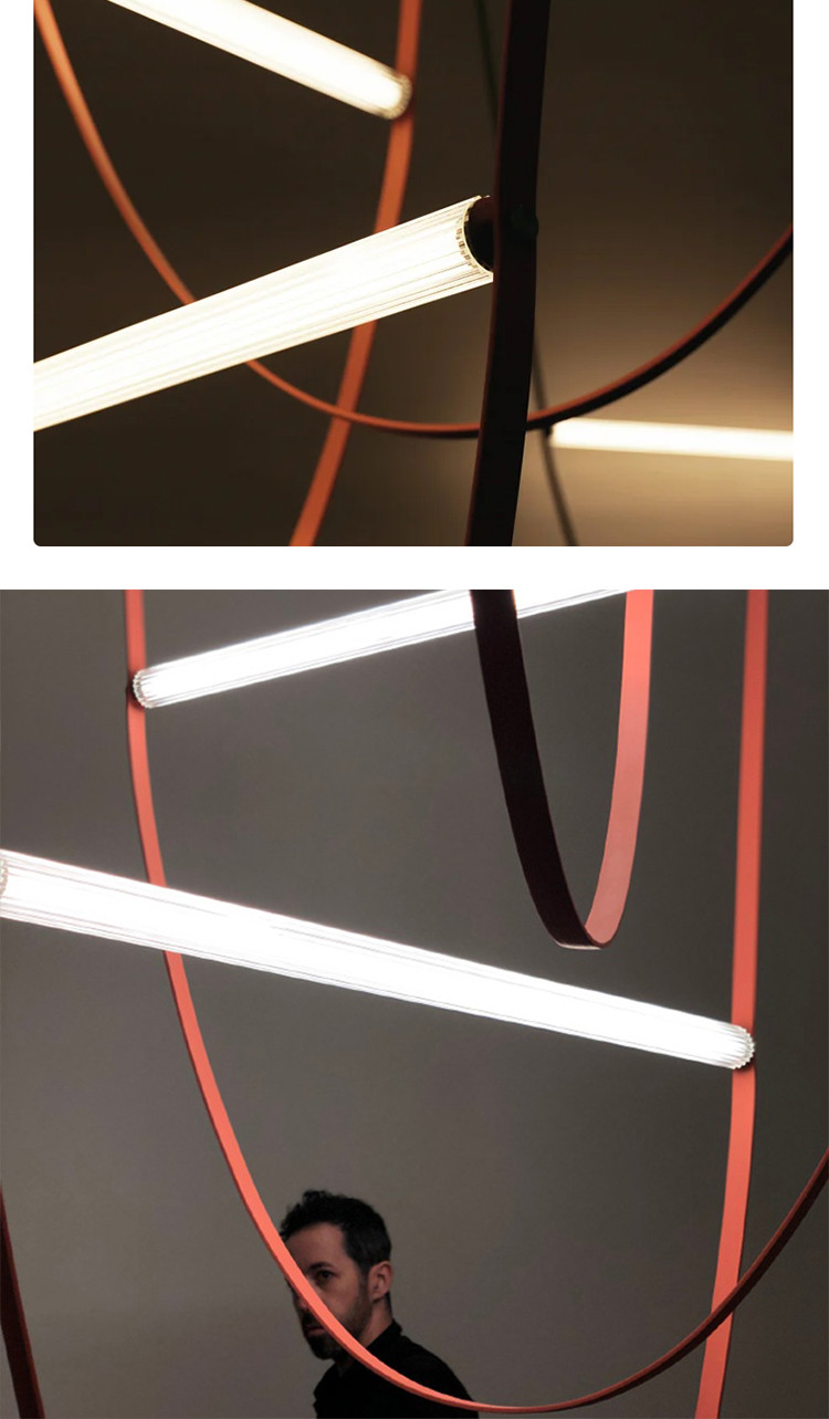 Postmodern Leather Belt Chandelier Living Room Villa Building Coffee long Chandelier(WH-MI-383)