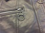 Black Ladies Faux Pleather Jacket Polished Gunmetal Zip With Quilting Tw75779
