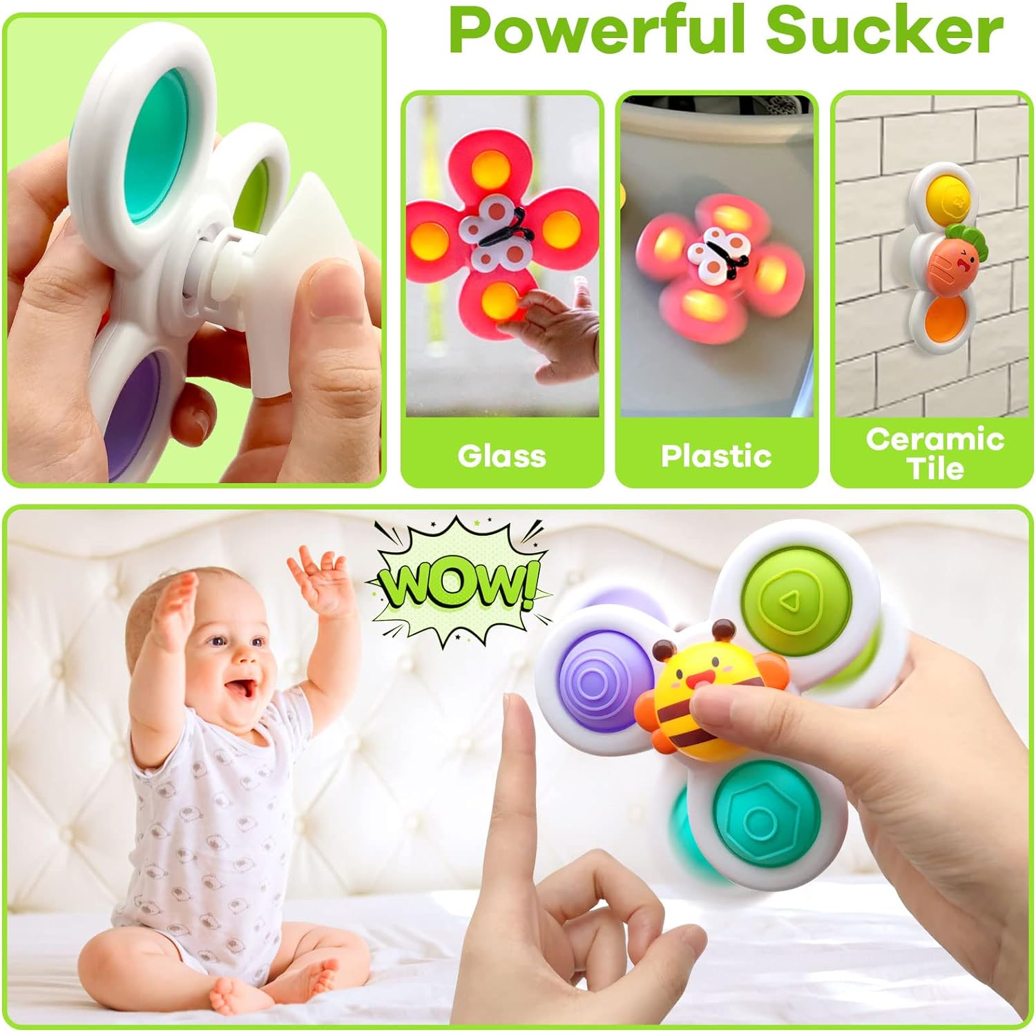 1 2 3 Year Olds Suction Cup Spinner Baby Learning Sensory Toy for Toddlers Unisex Gift Idea