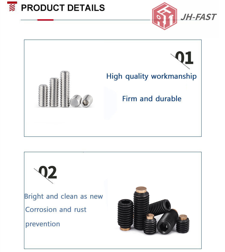 ISO Standard Stainless Steel Headless Set Screw with Full Thread and Hex Socket