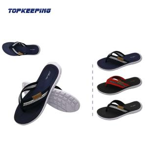 China Flat Black Mens Sports Slippers Footwear With Arch wholesale