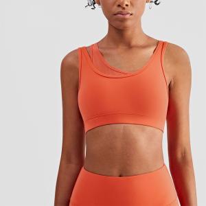 China Mesh Stitching Strappy Back Sports Bra Girls Elastic Bottom Padded Crop Top wholesale