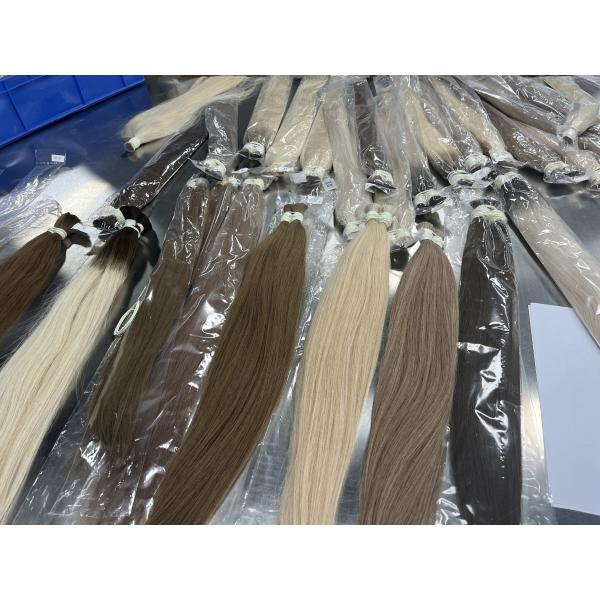 Blonde 100% unprocessed human hair bulk hair extension natural cuticle hair bulk for wholesale