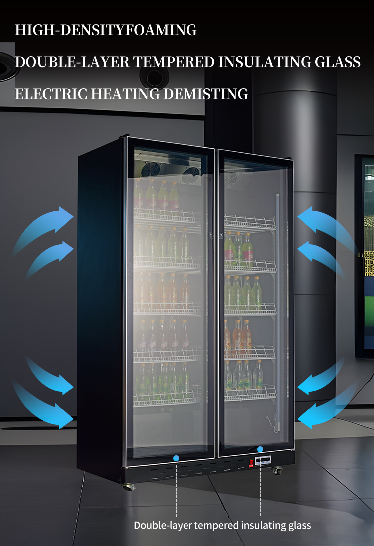 Air Cooled Glass Door Vertical Upright Drink Beer Wine Refrigerator Cabinet Chiller