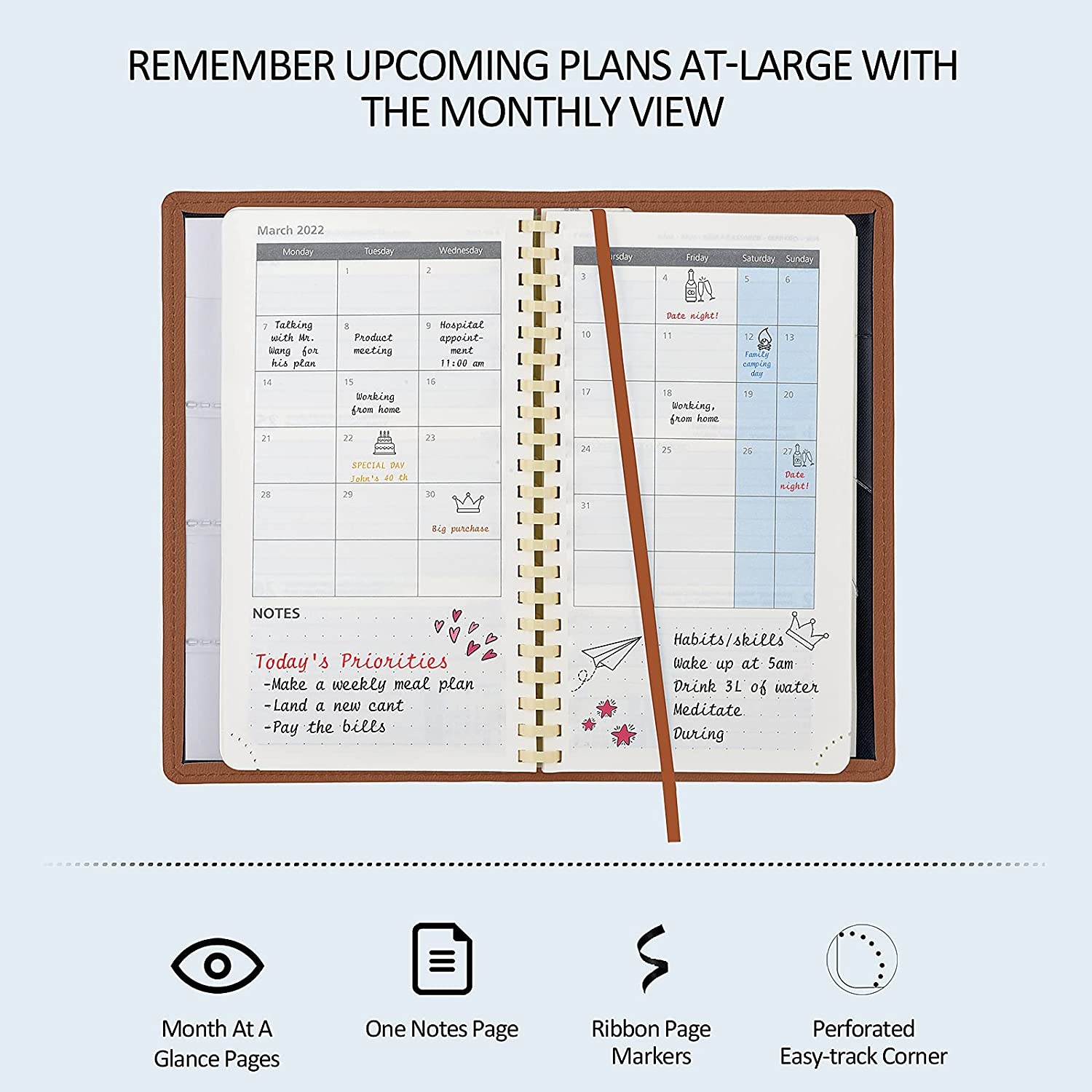 Softcover Pocket Size Weekly Planner From Aug. 2023 To Aug. 2023