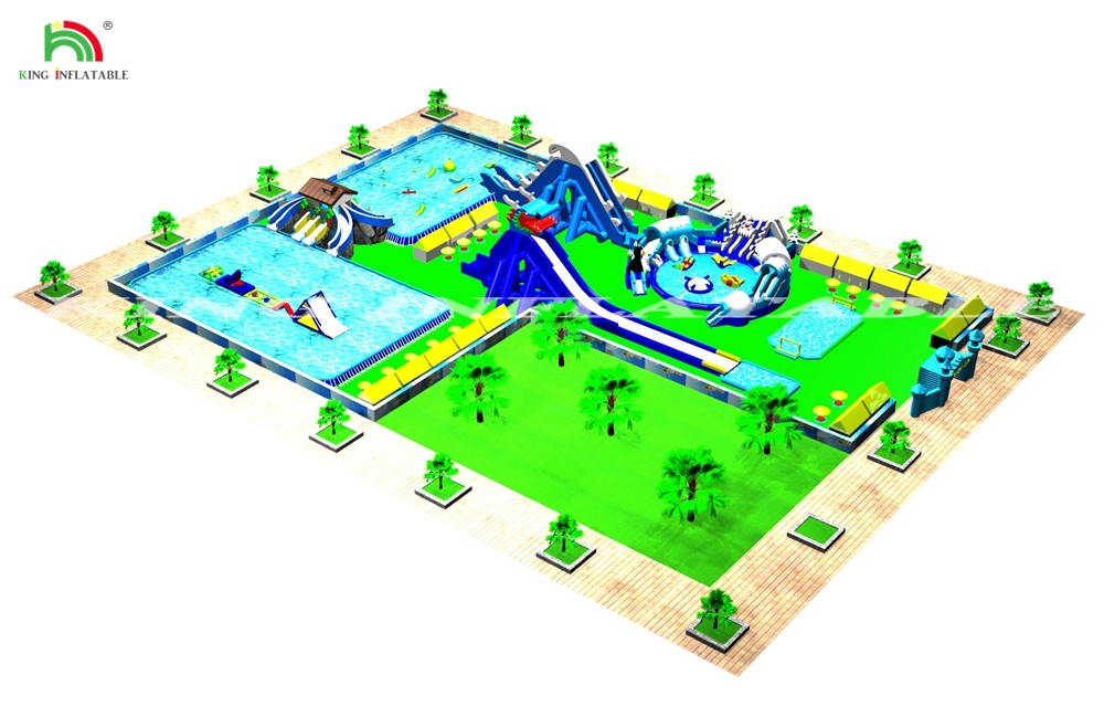 Water Park Project Design Playground Games Inflatable Obstacle Course Water Bouncy Slide With Pool
