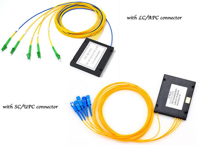 FTTH Fiber Optic ABS Box PLC Splitter / Corning Optical Fibre Splitter 1 x 4 Type