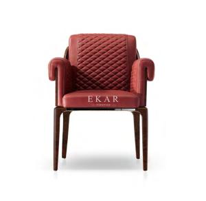 China Red Leather Armchair Upholstered Dining Room Chair With Arm W006D5 wholesale