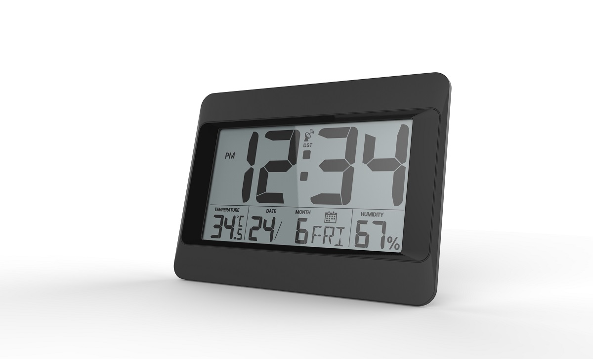 Digital Atomic Jumbo Wall Clock with Indoor Outdoor Temperature Display and Calendar