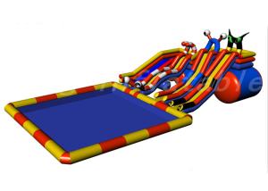 China EN71 Inflatable Water Park Slide With Above Ground Swimming Pool wholesale