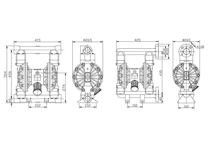 Polypropylene air-operated diaphragm transfer pumps for hazadous cleaning 90gpm