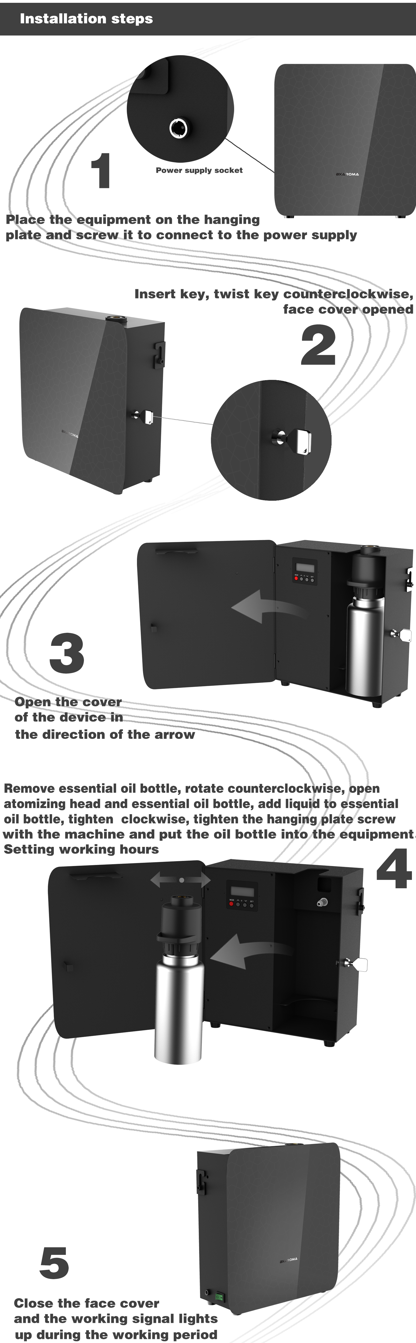 Iron HVAC Scent Diffuser Machine Wifi Wireless Aroma Diffuser Machine Fragrance