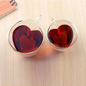 China ISO9001 Transparent Glass Custom Drinking Cups Gift Heart Shaped 200ml-300ml wholesale