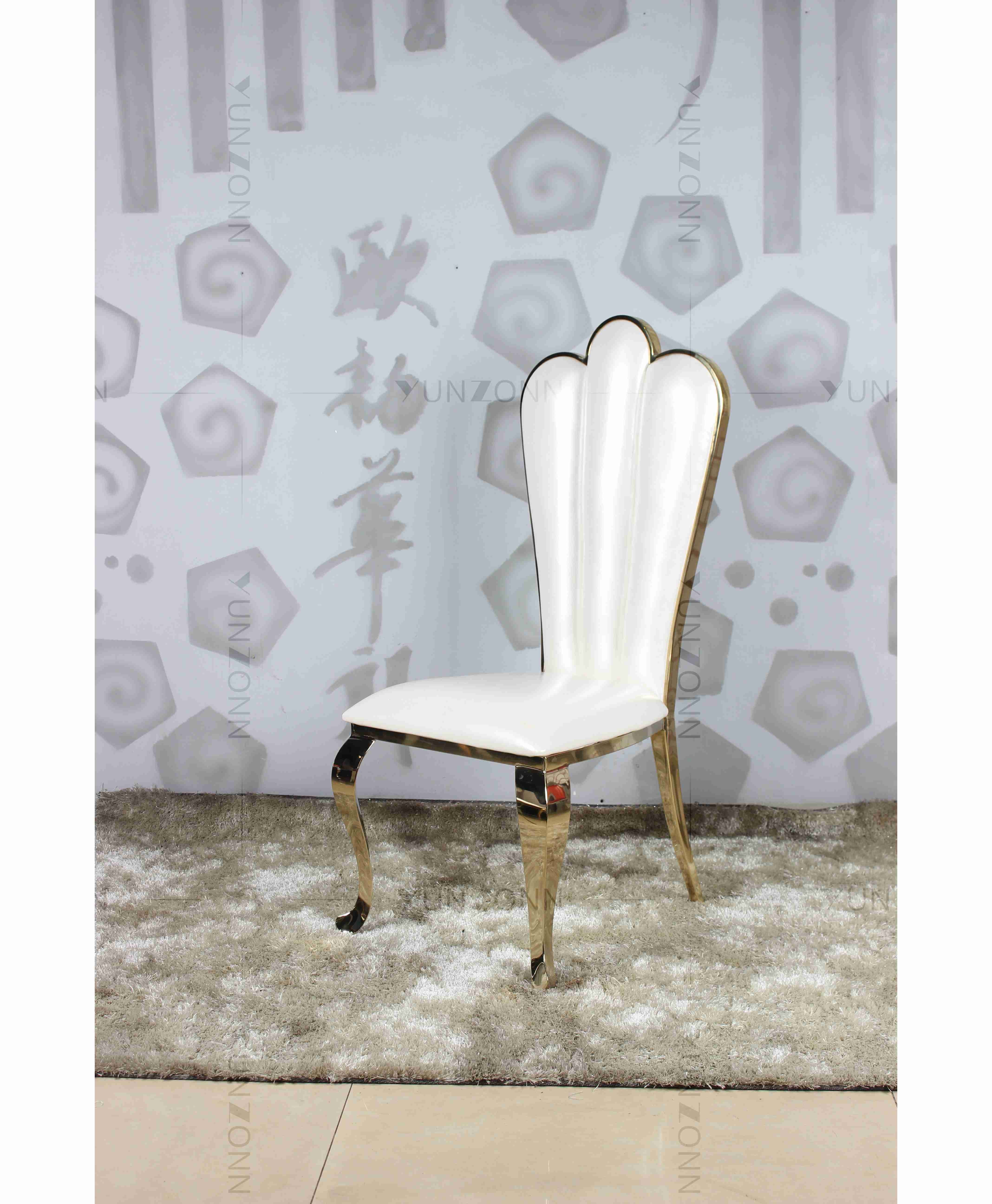 White PU wholesale banquet chairs wedding stainless steel gold chair