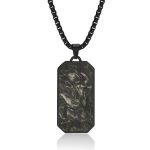 China Black Men's Forged Carbon Fiber Pendant Chain Necklace Jewelry Accesories wholesale