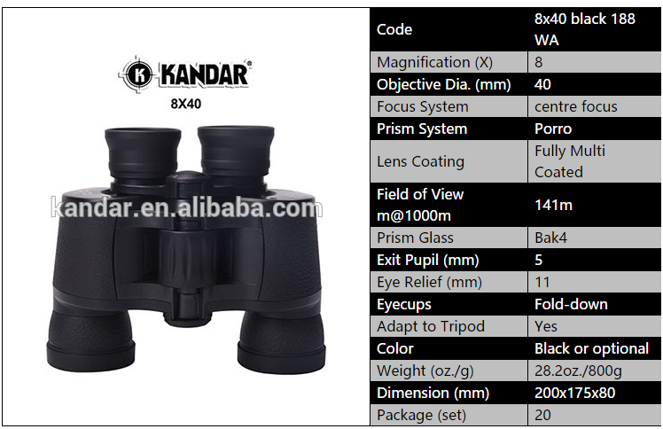 8x40 Waterproof Fogproof Binoculars for Outdoor Activities Customized Support