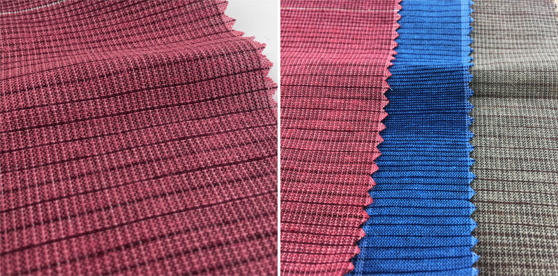 Washed Gingham Woven Stripe Cotton Linen Jacquard Fabric 110gsm