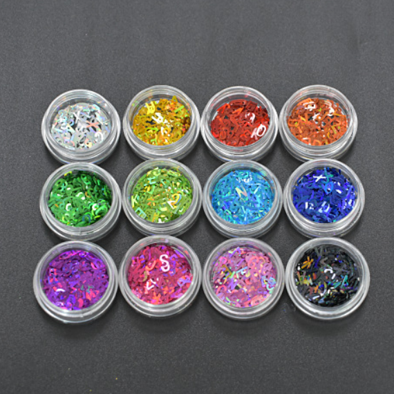 Excellent Nail Art Effect Poly Holographic Chunky Glitter Letter Shape Glitter Mix for Crafts within 365 Colors