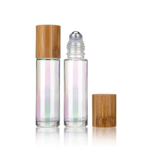 China 10ml Bamboo Cosmetic Packaging Roll On Glass Bottle With Roller Ball wholesale