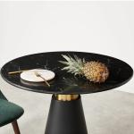 Restaurant / Apartment Round Coffee Table With Marble Top And Metal Base