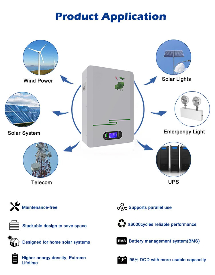 Home Solar Wall Mounted Energy Storage Battery LiFePO4 Battery Hybrid System