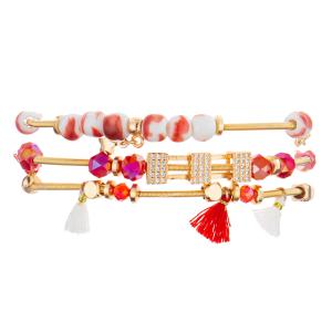 China 7.5'' Tassel Beaded Handmade Bracelets stretchy 14k Gold Plated wholesale