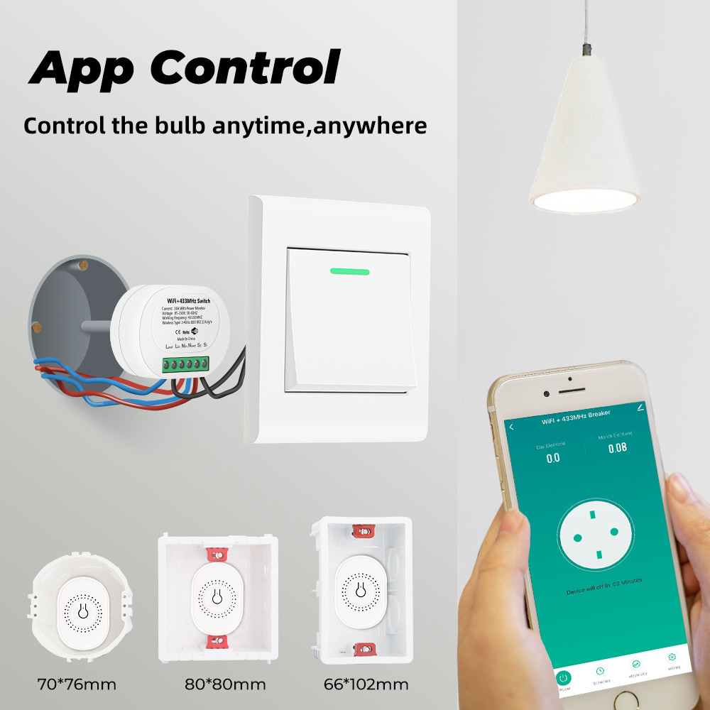 SMATRUL 16A Smart Power Monitor Breaker Tuya WiFi & RF433 Wireless Switch Mini 2-Way ModuleTimer Work with Google Home & Alexa
