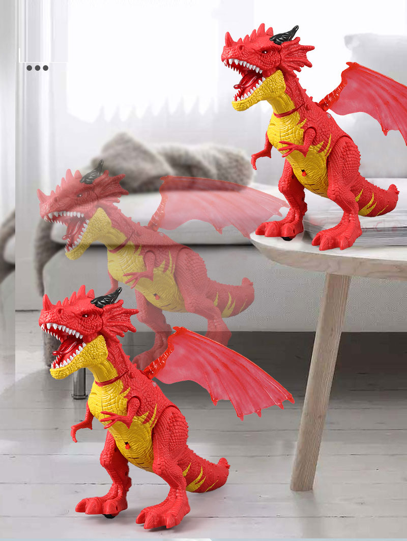 PVC Children'S Electric Spray Toy Flying Dragon With Light And Sound Spray Walking Dinosaur Model Toy