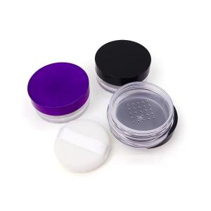 China Fashionable round cap make up cosmetic packaging loose powder jar wholesale