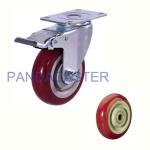 Polyproylene Medium Duty Casters 100Kg Red Double Locking Casters