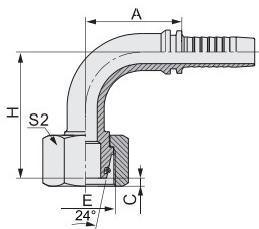 Factory Directly Supply Quality Hydraulic Hose Fitting 90 Degree Metric Female 24 Degree Cone O-Ring 20591
