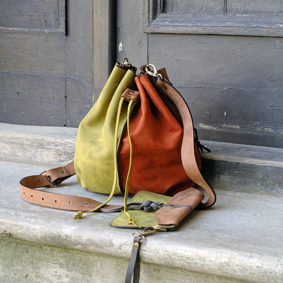 leather woman bag baggy shape Maja multicolor Ladybuq art design