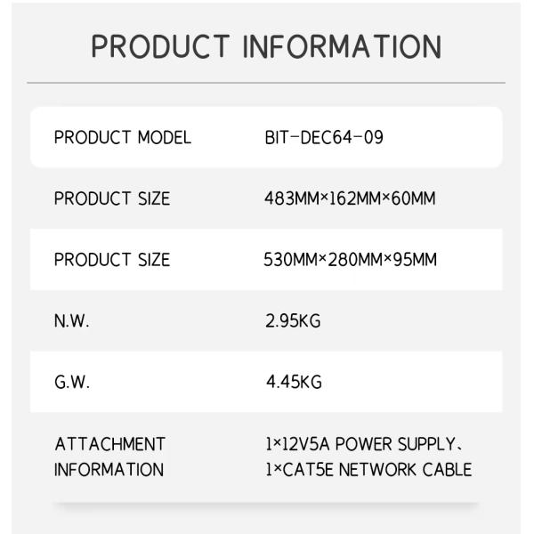 4K60 Video Wall Processor 9 HDMI Output 64-Channel Decoding