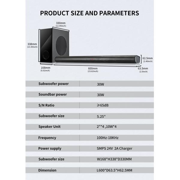 Blue Tooth Connectivity Soundbar Super Bass Sound Surround for TV Home Theater System