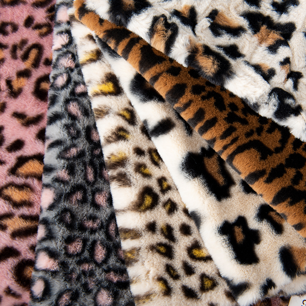 Customized Printed Faux Rabbit Fur Fabric for Garment 100% Polyester Plush Wind Proof