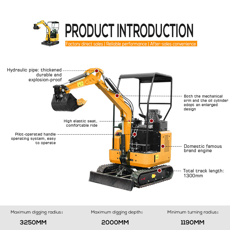 1.8 ton 1.2 ton Mini Excavator High Operating Efficiency 380mm Ground Clearance Direct