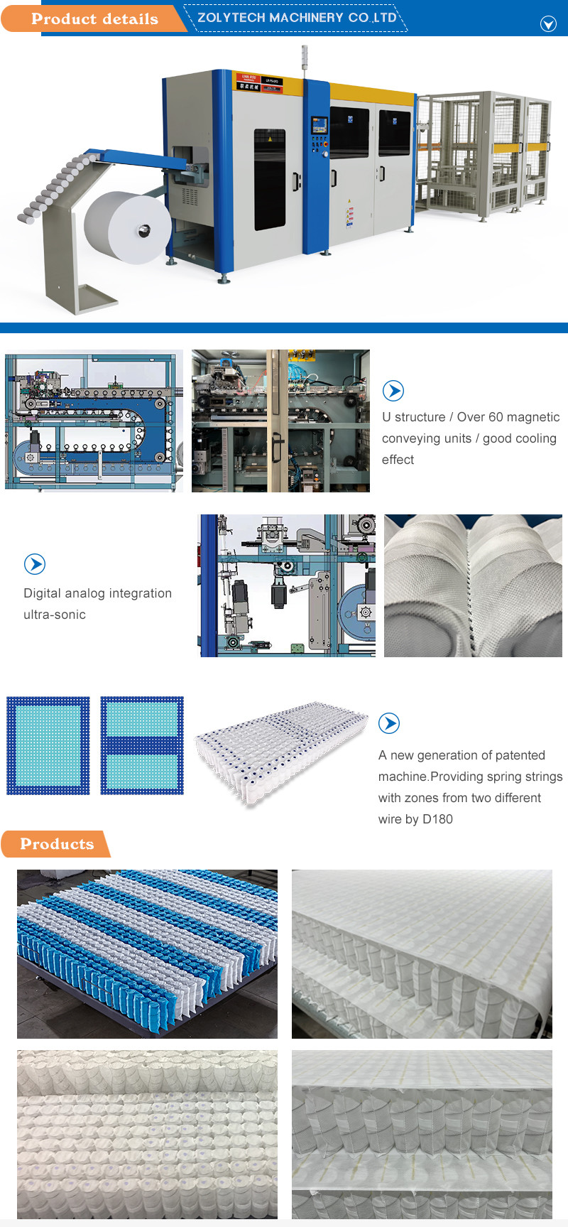 Buy Pocket Spring Coiling Machine Over 60 Magnetic Conveying Units