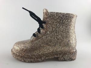 China Girls Pretty Glitter Lace Up Snowproof Pvc Rain Boots With Warm Fur wholesale