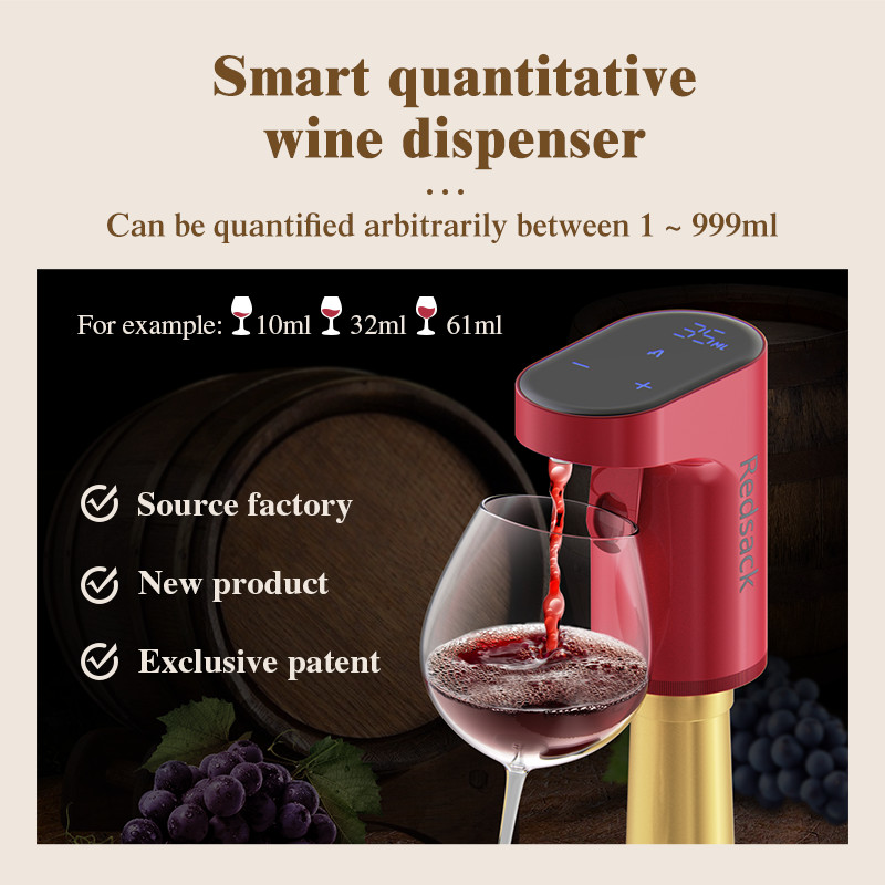 1200mah Battery Smart Multi Smart Wine Aerator And Dispenser With LED Touch Screen Display